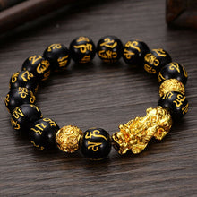 Load image into Gallery viewer, Unisex Obsidian Stone Beads Bracelets Chinese FengShui Pixiu Color Changing Wristband Wealth Good Luck Bracelet Men Women Chain
