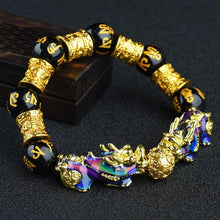 Load image into Gallery viewer, Unisex Obsidian Stone Beads Bracelets Chinese FengShui Pixiu Color Changing Wristband Wealth Good Luck Bracelet Men Women Chain
