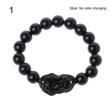 Load image into Gallery viewer, Unisex Obsidian Stone Beads Bracelets Chinese FengShui Pixiu Color Changing Wristband Wealth Good Luck Bracelet Men Women Chain
