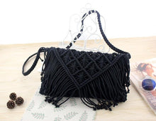 Load image into Gallery viewer, Tassel straw bag large clamshell cotton hand-woven casual female beach bag Knitted Messenger Bags
