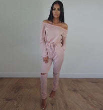 Load image into Gallery viewer, Pink One-shoulder Strapless Long-sleeved Jumpsuit Trousers
