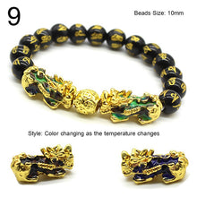 Load image into Gallery viewer, Unisex Obsidian Stone Beads Bracelets Chinese FengShui Pixiu Color Changing Wristband Wealth Good Luck Bracelet Men Women Chain
