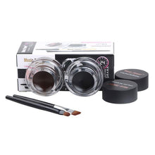 Load image into Gallery viewer, Music Flower 2 in 1 Coffee + Black Gel Eyeliner Make Up Waterproof Eye Liner Cosmetics Set Eyeliner Pens Makeup Brushes Set
