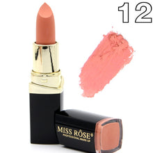 Load image into Gallery viewer, Matte Lipstick Lot Cosmetic Waterproof Long Lasting Pigment Velvet Miss Rose Brand Sexy Red Lip Matte Nude Lipstick
