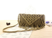 Load image into Gallery viewer, Tassel straw bag large clamshell cotton hand-woven casual female beach bag Knitted Messenger Bags
