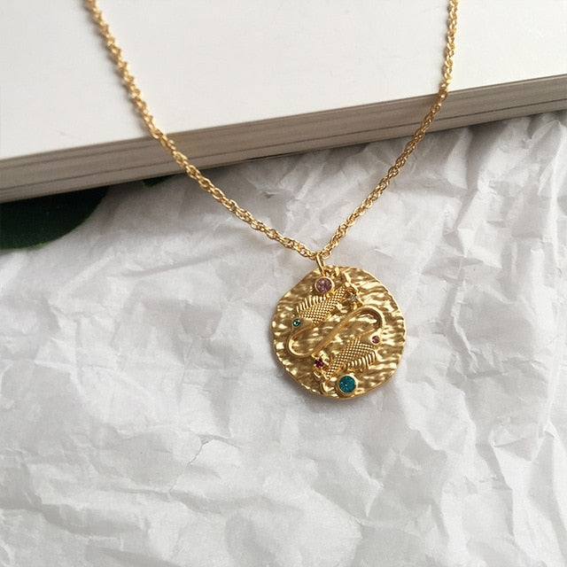 Artilady 12 Zodiac Necklace Pendant necklace Gold Constellation Necklace for Women Jewelry Party Gift