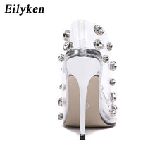 Load image into Gallery viewer, 2021 Design Rivet Crystal Pumps Wedding Women Shoes High Heels PVC Transparent Sexy Night Club Femme Shoes
