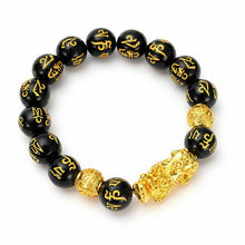 Load image into Gallery viewer, Unisex Obsidian Stone Beads Bracelets Chinese FengShui Pixiu Color Changing Wristband Wealth Good Luck Bracelet Men Women Chain
