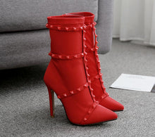 Load image into Gallery viewer, Liu nails red female boots fine with stretch boots with high point show thin women&#39;s shoes
