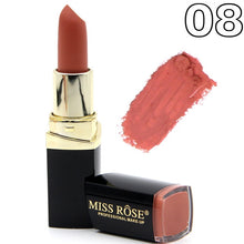 Load image into Gallery viewer, Matte Lipstick Lot Cosmetic Waterproof Long Lasting Pigment Velvet Miss Rose Brand Sexy Red Lip Matte Nude Lipstick
