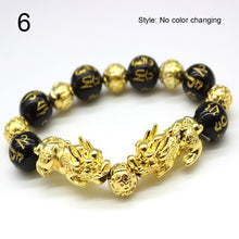 Load image into Gallery viewer, Unisex Obsidian Stone Beads Bracelets Chinese FengShui Pixiu Color Changing Wristband Wealth Good Luck Bracelet Men Women Chain
