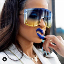 Load image into Gallery viewer, Oversized Blue Yellow Gradient Sunglasses Women 2019 Luxulry Brand Designer Red Rimless Metal Female Sun Glasses Shades
