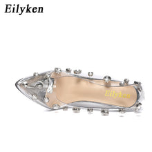 Load image into Gallery viewer, 2021 Design Rivet Crystal Pumps Wedding Women Shoes High Heels PVC Transparent Sexy Night Club Femme Shoes
