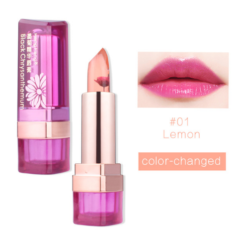 Black Chrysanthemum Lipstick 3 Fruit Flavors Temperature changed Lip Balm Moisturizer Lips 3.5g Makeup Brand HengFang #H9266