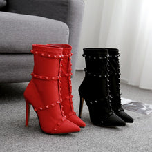 Load image into Gallery viewer, Liu nails red female boots fine with stretch boots with high point show thin women&#39;s shoes
