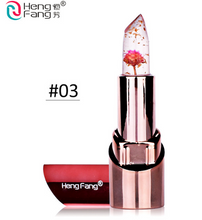 Load image into Gallery viewer, Gold Flower Lipstick 3 Fruit Flavors Temperature changed Lip Balm Moisturizer Lips 3.5g Makeup Brand HengFang #H9302
