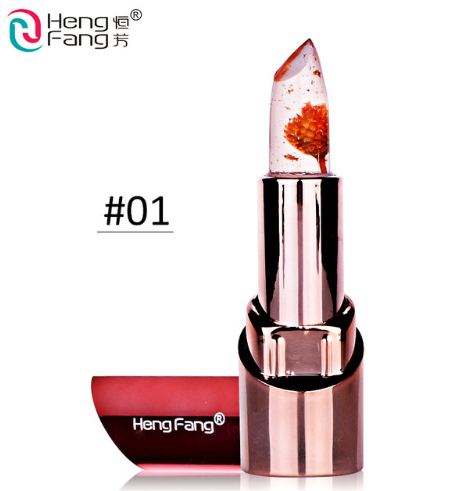 Gold Flower Lipstick 3 Fruit Flavors Temperature changed Lip Balm Moisturizer Lips 3.5g Makeup Brand HengFang #H9302