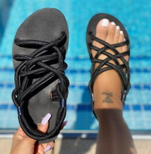 Load image into Gallery viewer, Women Sandals Platform Sandals Shoes Women Sandals Summer Flat Braided Rope Sandals Beach Shoes
