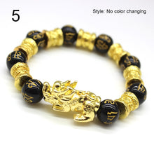 Load image into Gallery viewer, Unisex Obsidian Stone Beads Bracelets Chinese FengShui Pixiu Color Changing Wristband Wealth Good Luck Bracelet Men Women Chain
