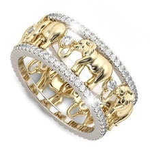 Load image into Gallery viewer, Golden Elephant Ring Romantic Zircon  Man/Woman Jewelry
