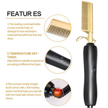 Load image into Gallery viewer, Comb Wet and Dry Hair Use Hair Curling Iron Straightener Comb Electric Environmentally Friendly Titanium Alloy Hair Curler
