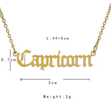 Load image into Gallery viewer, 12 Zodiac Letter Constellations Pendants Necklace For Women Men Virgo Libra Scorpio Sagittarius Capricorn Aquarius Birthday Gift
