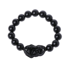 Load image into Gallery viewer, Unisex Obsidian Stone Beads Bracelets Chinese FengShui Pixiu Color Changing Wristband Wealth Good Luck Bracelet Men Women Chain
