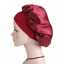 Load image into Gallery viewer, 1pc Adjust Solid Satin Bonnet Hair Styling Cap Long Hair Care Women Night Sleep Hat Silk Head Wrap Shower Cap Hair Styling Tools
