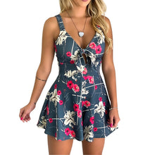 Load image into Gallery viewer, jumpsuit summer print sexy women clothing V-neck Shorts Short Sleeve combinaison femme fashion beach romper Party bodysuit
