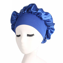 Load image into Gallery viewer, 1pc Adjust Solid Satin Bonnet Hair Styling Cap Long Hair Care Women Night Sleep Hat Silk Head Wrap Shower Cap Hair Styling Tools
