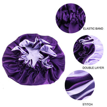 Load image into Gallery viewer, New Fashion Women Satin Night Sleep Cap Hair Bonnet Hat Silk Head Cover Elastic Band Nightcap Bath Spa bonnet de nuit
