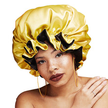 Load image into Gallery viewer, New Fashion Women Satin Night Sleep Cap Hair Bonnet Hat Silk Head Cover Elastic Band Nightcap Bath Spa bonnet de nuit
