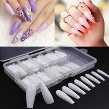 Load image into Gallery viewer, 100pcs Fake Nail Artificial Press on Long Ballerina Clear/Natural/white False Coffin Nails
