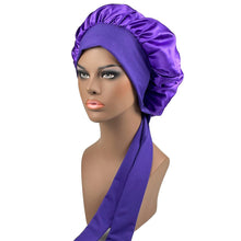 Load image into Gallery viewer, Women Satin Bonnet Spandex Wide Stretchy Band Long Tail Bonnet Satin Cheveux Nuit Silk Sleeping Night Cap Bonnets for Women
