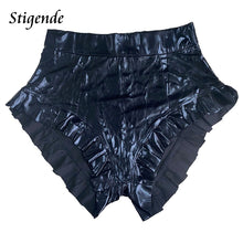 Load image into Gallery viewer, Stigende Women Sexy Glitter Ruched Frill Shorts Party Night Club Wear Fashion Shiny Shorts Summer Shining Bling Stacked Shorts
