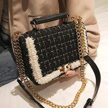 Load image into Gallery viewer, Fashion New Female Square Tote bag Quality Woolen Pearl Women&#39;s Designer Handbag Ladies Chain Shoulder Crossbody Bag Travel
