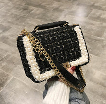 Load image into Gallery viewer, Fashion New Female Square Tote bag Quality Woolen Pearl Women&#39;s Designer Handbag Ladies Chain Shoulder Crossbody Bag Travel
