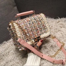 Load image into Gallery viewer, Fashion New Female Square Tote bag Quality Woolen Pearl Women&#39;s Designer Handbag Ladies Chain Shoulder Crossbody Bag Travel
