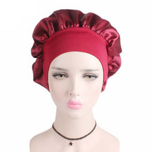 Load image into Gallery viewer, 1pc Adjust Solid Satin Bonnet Hair Styling Cap Long Hair Care Women Night Sleep Hat Silk Head Wrap Shower Cap Hair Styling Tools
