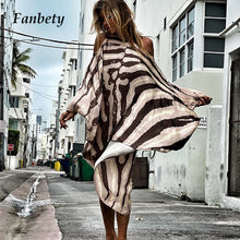 Load image into Gallery viewer, New Sloping Shoulder Long Sleeve Party Dress Casual Sexy Beach Vacation Loose Dresses Fashion Women Striped Irregular Mini Dress
