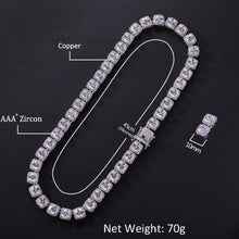 Load image into Gallery viewer, Square Cubic Zirconia Tennis Chains Top Quality Hiphop Necklace Luxury Full Iced Out CZ Jewelry For Men Women
