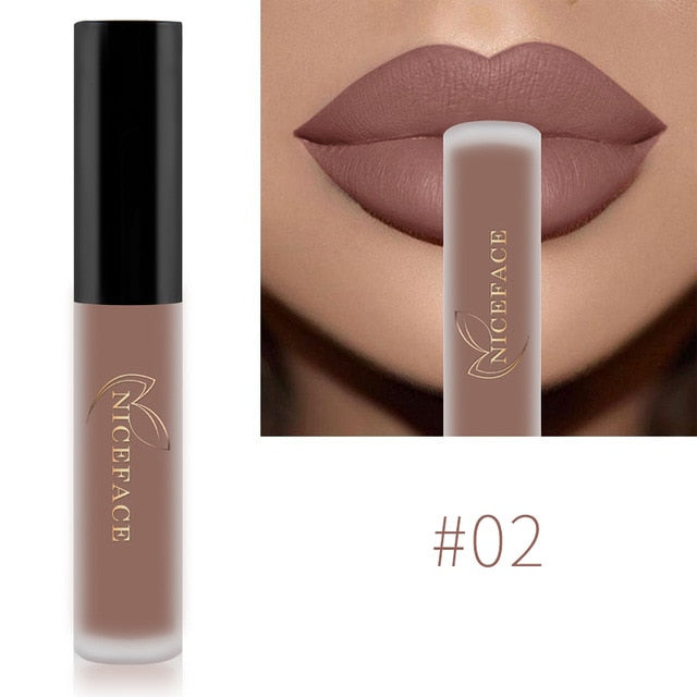 NICEFACE Lip Gloss 34 Colors Nude Matte Liquid Lipstick Mate Waterproof Long Lasting Moisturizing Lipgloss Lip Makeup Cosmetics