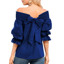 Load image into Gallery viewer, Sexy Off Shoulder Spring Summer Strapless Blouse Women Bowknot Tops Slash Neck Shirts Casual Loose blusas mujer de moda 2019
