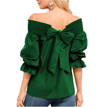 Load image into Gallery viewer, Sexy Off Shoulder Spring Summer Strapless Blouse Women Bowknot Tops Slash Neck Shirts Casual Loose blusas mujer de moda 2019
