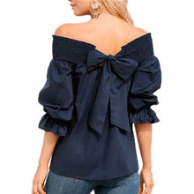 Load image into Gallery viewer, Sexy Off Shoulder Spring Summer Strapless Blouse Women Bowknot Tops Slash Neck Shirts Casual Loose blusas mujer de moda 2019
