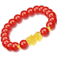 Load image into Gallery viewer, 1pc Obsidian Stone Beads Chakra Bracelet Feng Shui Unisex Wristband Gold Black Pixiu Wealth Good Luck Women Charms Bracelet 23cm
