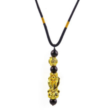 Load image into Gallery viewer, Pixiu Pendant Necklace Symbol Wealth and Good Luck Charm Necklace Chinese Feng Shui Faith Obsidian Stone Beads Necklaces
