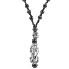 Load image into Gallery viewer, Pixiu Pendant Necklace Symbol Wealth and Good Luck Charm Necklace Chinese Feng Shui Faith Obsidian Stone Beads Necklaces
