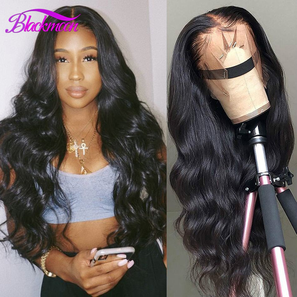 Brazilian Hair Body Wave Lace Front Human Hair Wigs For Women 13x4 Lace Frontal Wig 180 Density 4x4 Lace Closure Wig Blackmoon