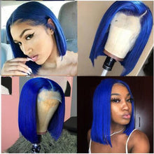 Load image into Gallery viewer, Lace Part Human Hair Wigs Short Bob Wigs 150% Brazilian Human Hair Wig Blue Orange Red Lace Frontal Wigs For Black Women
